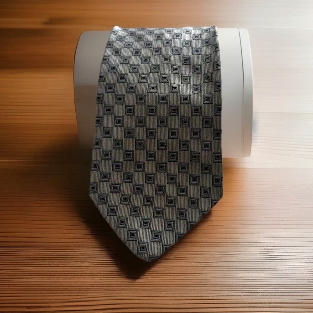 Jos. A. Bank Corporate Collection 100% Silk Neck Tie Silver & Blue Made in USA
